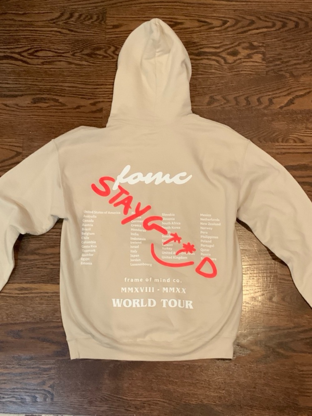 "Stay Gold" Cream Hoodie - World Tour Graphic